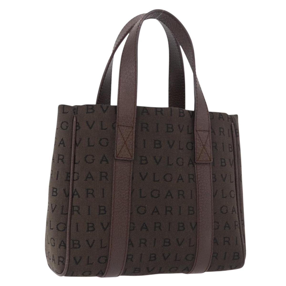 BVLGARI Logo Mania Hand Bag Canvas Brown Auth 186567A