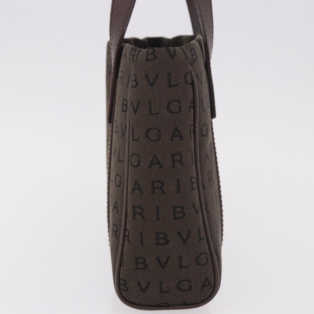 BVLGARI Logo Mania Hand Bag Canvas Brown Auth 186567A