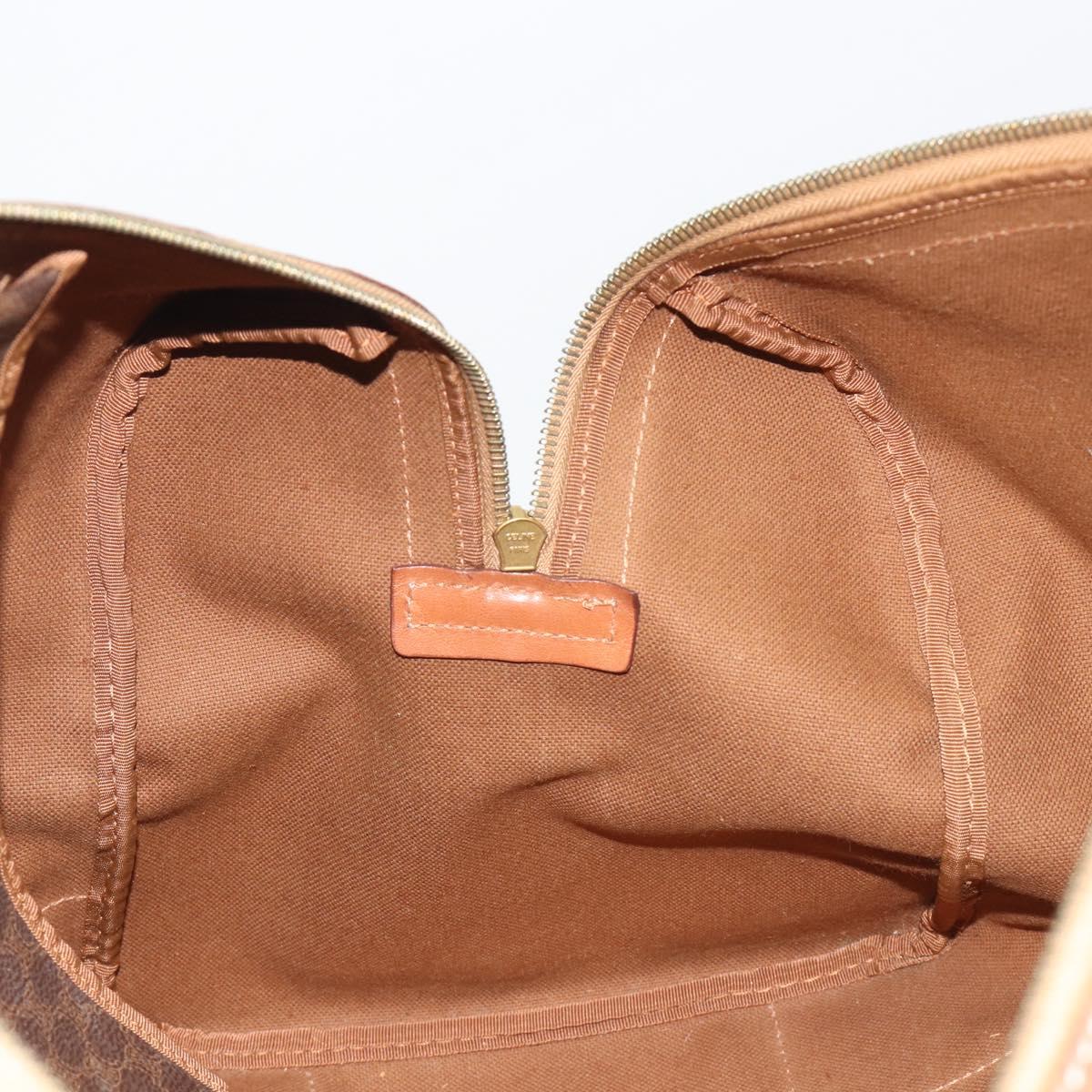 CELINE Macadam Canvas Boston Bag PVC Leather Brown Gold Auth 186570
