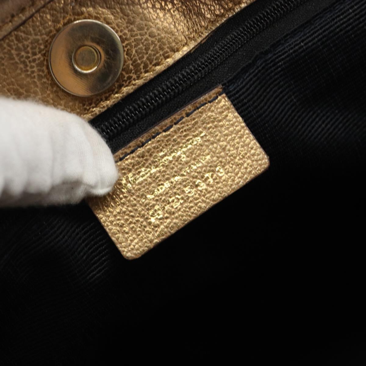 Salvatore Ferragamo Gancini Hand Bag Canvas Blue Gold Auth 186591