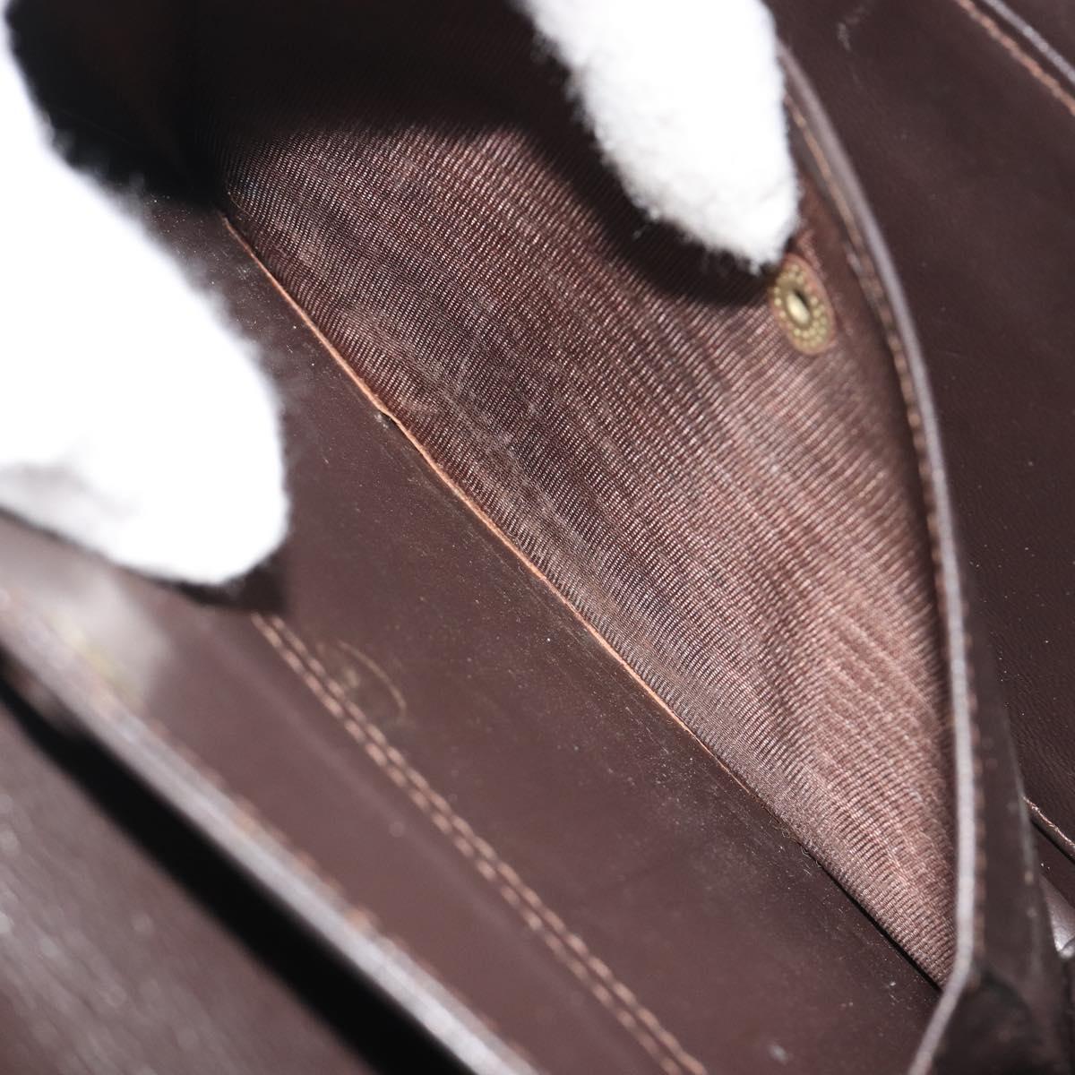 GUCCI Clutch Bag Leather Brown Gold Auth 186593