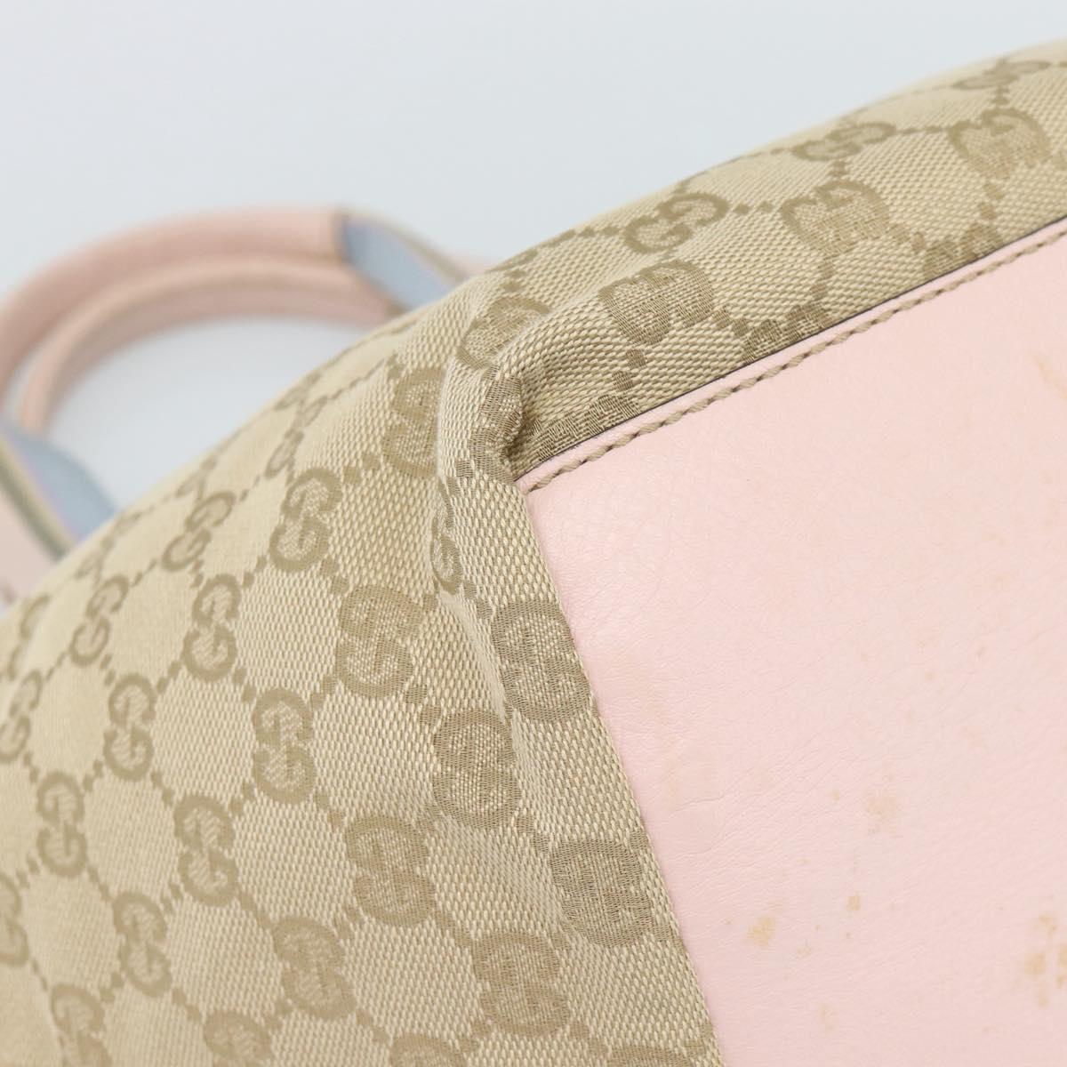 GUCCI GG Canvas Hand Bag Beige Gold 131228 Auth 186594