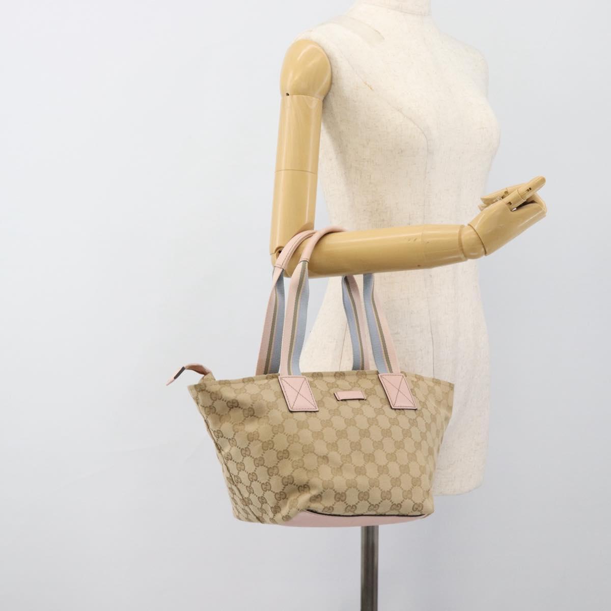 GUCCI GG Canvas Hand Bag Beige Gold 131228 Auth 186594