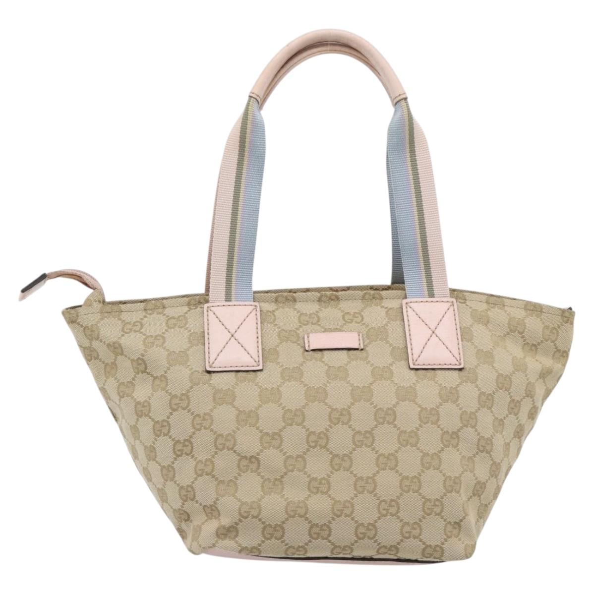 GUCCI GG Canvas Hand Bag Beige Gold 131228 Auth 186594