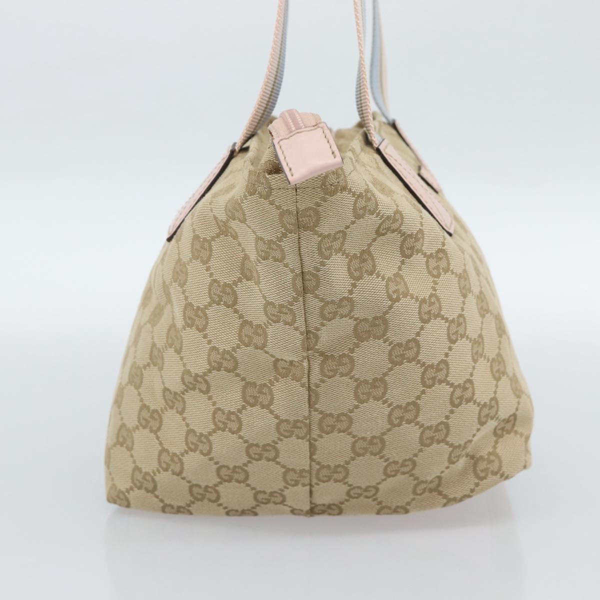 GUCCI GG Canvas Hand Bag Beige Gold 131228 Auth 186594