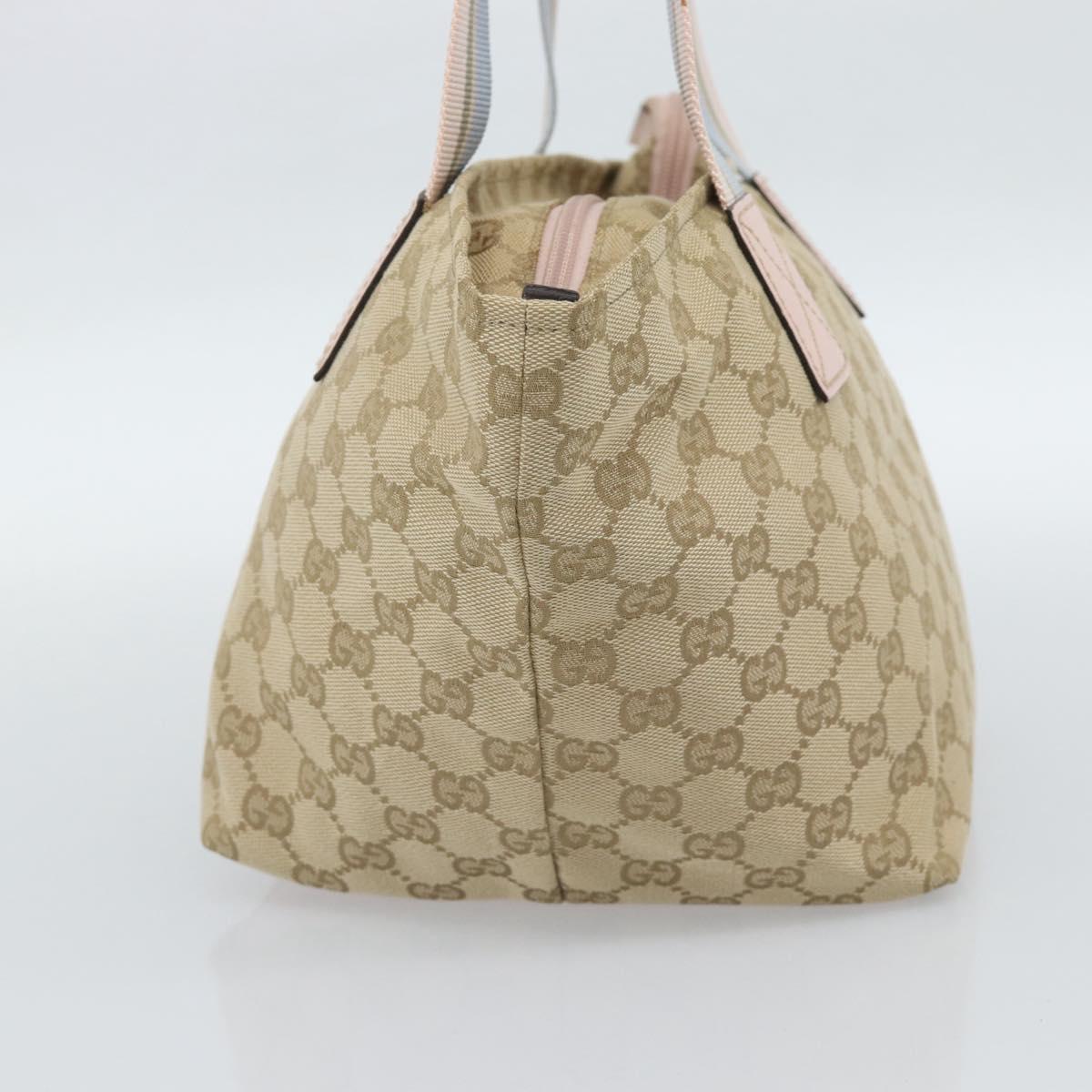 GUCCI GG Canvas Hand Bag Beige Gold 131228 Auth 186594