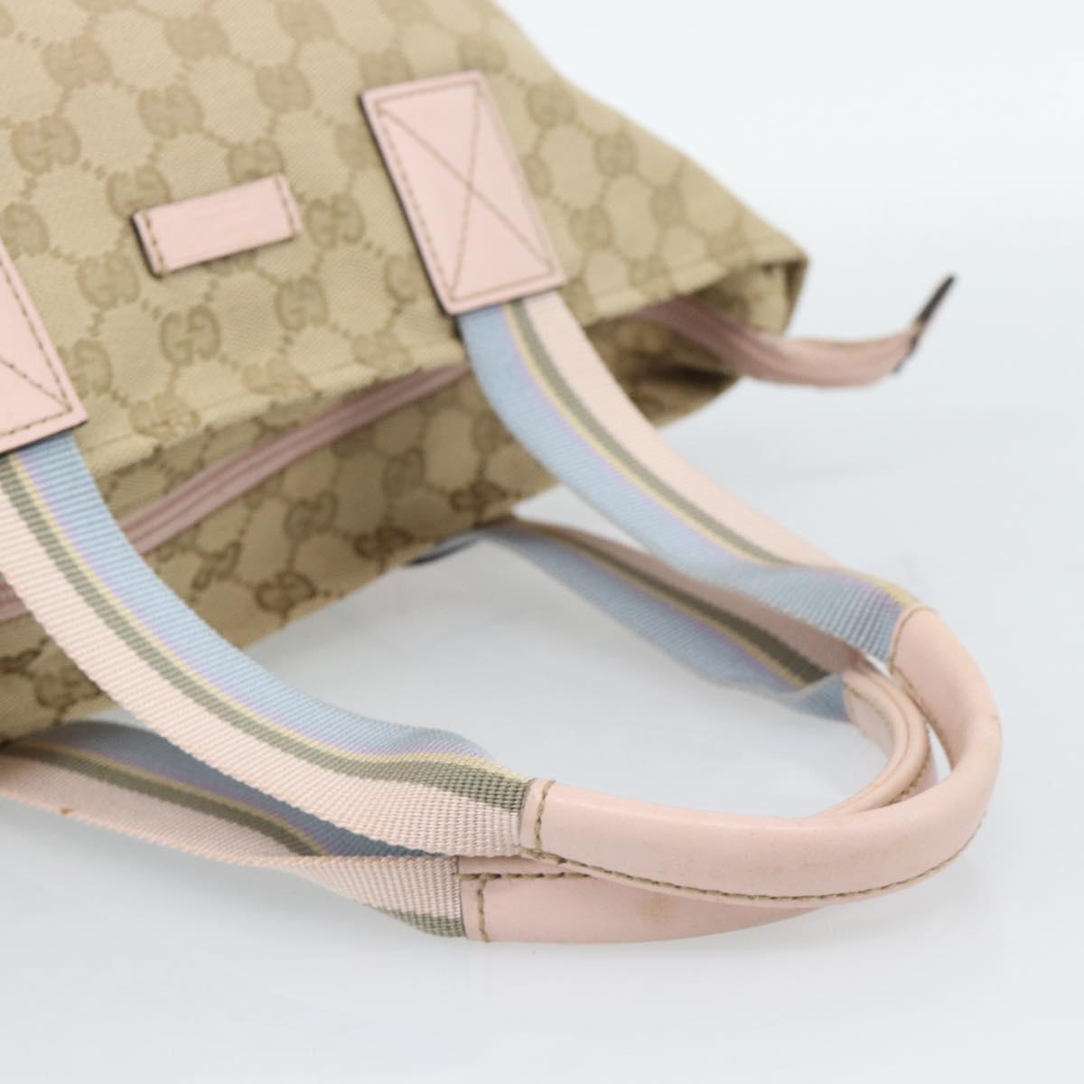 GUCCI GG Canvas Hand Bag Beige Gold 131228 Auth 186594