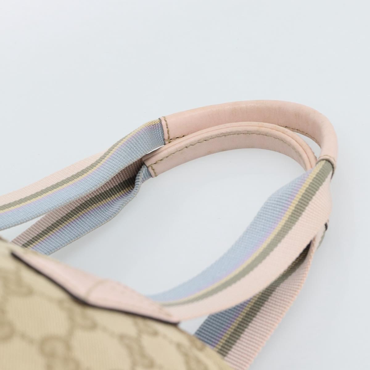 GUCCI GG Canvas Hand Bag Beige Gold 131228 Auth 186594