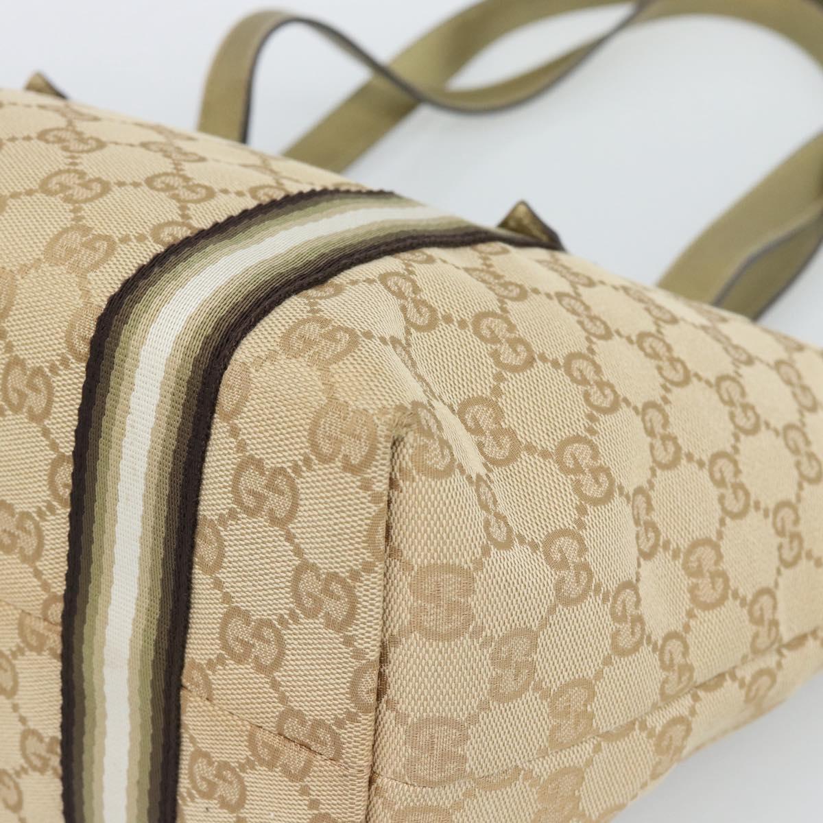 GUCCI GG Canvas Sherry Line Hand Bag Beige Gold 137396 Auth 186595