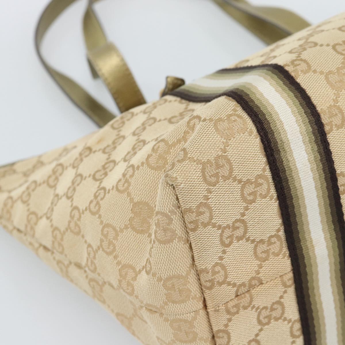 GUCCI GG Canvas Sherry Line Hand Bag Beige Gold 137396 Auth 186595