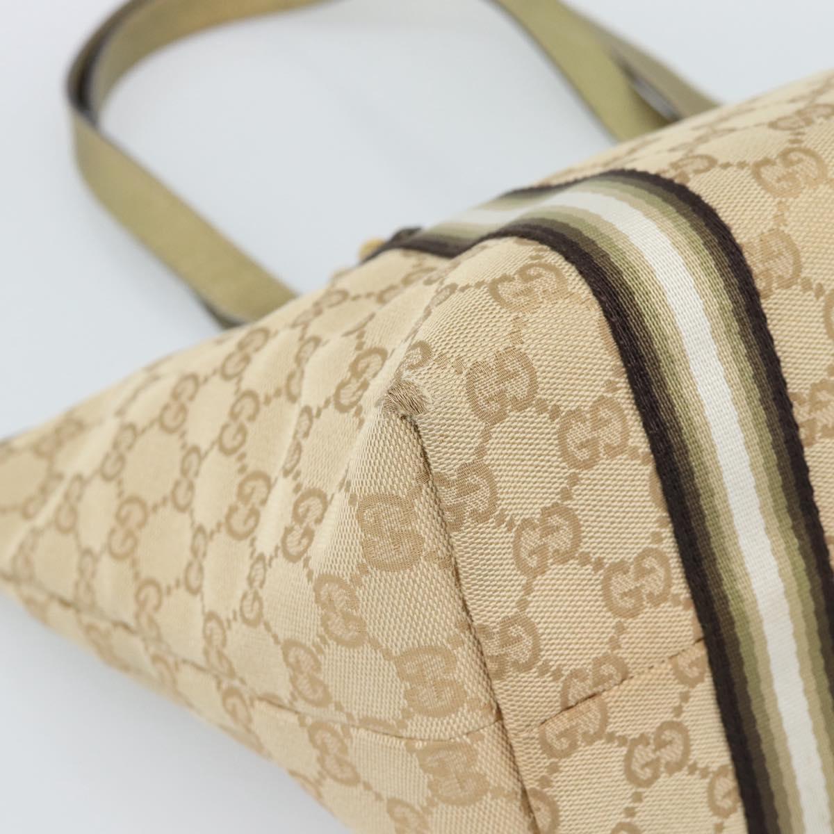 GUCCI GG Canvas Sherry Line Hand Bag Beige Gold 137396 Auth 186595