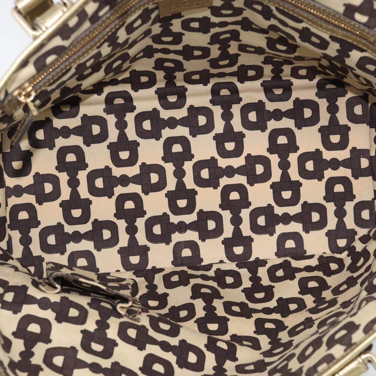 GUCCI GG Canvas Sherry Line Hand Bag Beige Gold 137396 Auth 186595