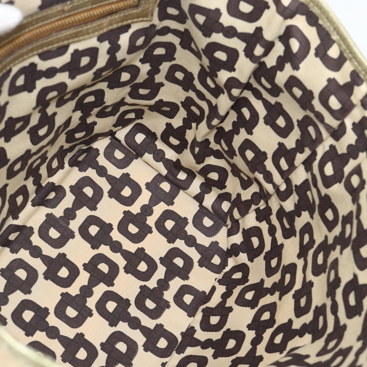 GUCCI GG Canvas Sherry Line Hand Bag Beige Gold 137396 Auth 186595