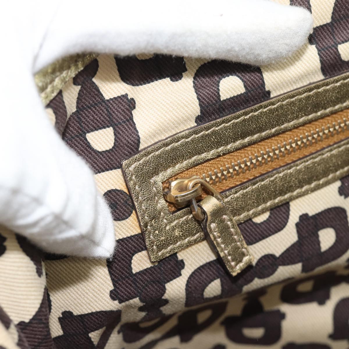 GUCCI GG Canvas Sherry Line Hand Bag Beige Gold 137396 Auth 186595