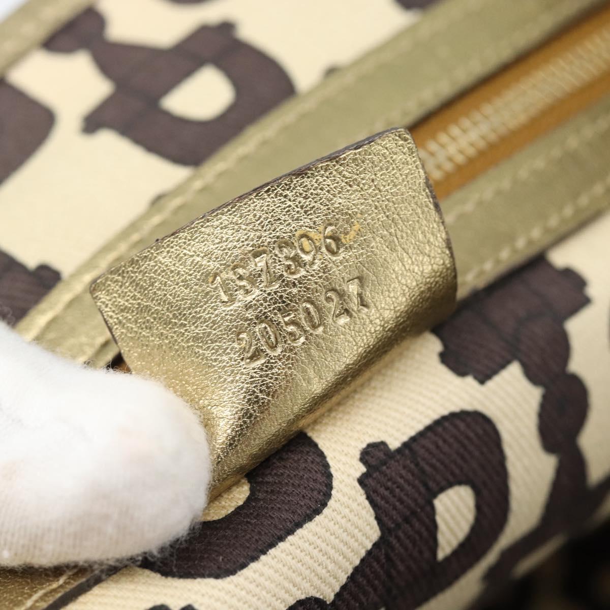 GUCCI GG Canvas Sherry Line Hand Bag Beige Gold 137396 Auth 186595