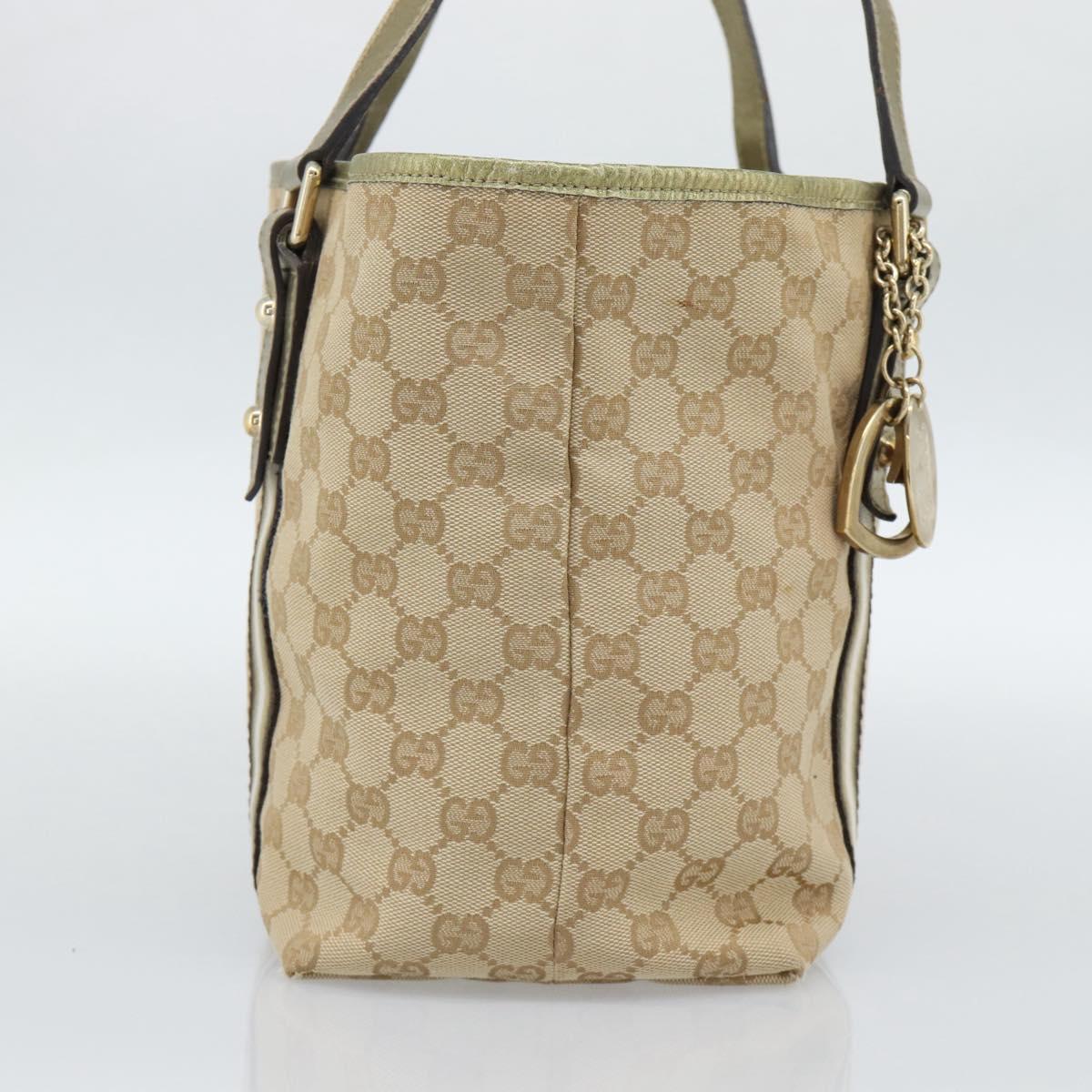 GUCCI GG Canvas Sherry Line Hand Bag Beige Gold 137396 Auth 186595