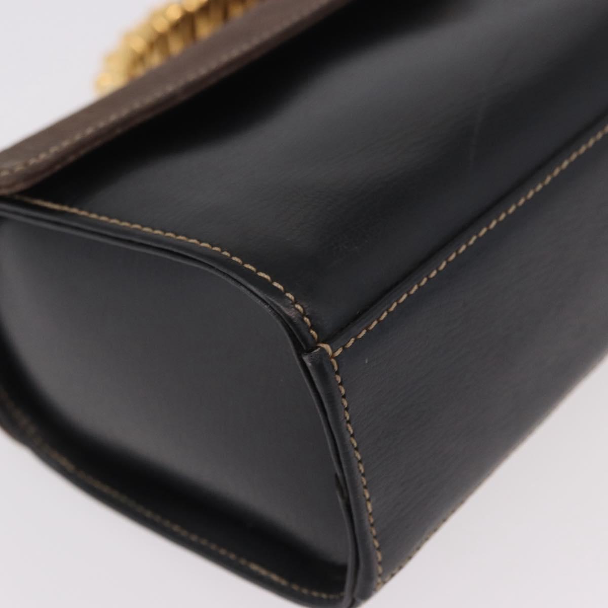 LOEWE Velazquez Hand Bag Leather Suede Black Gold Auth 186596