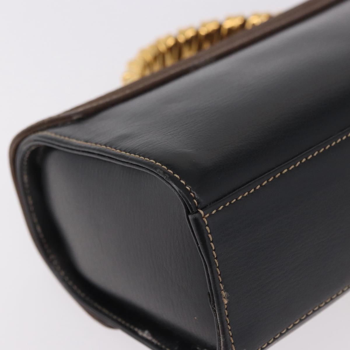 LOEWE Velazquez Hand Bag Leather Suede Black Gold Auth 186596
