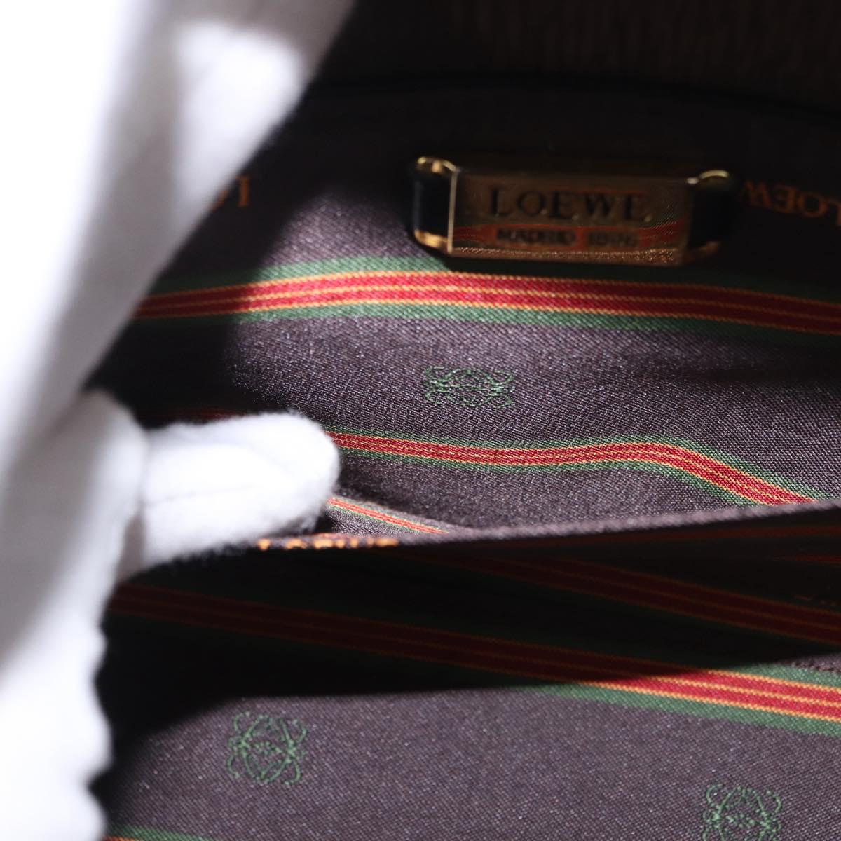 LOEWE Velazquez Hand Bag Leather Suede Black Gold Auth 186596