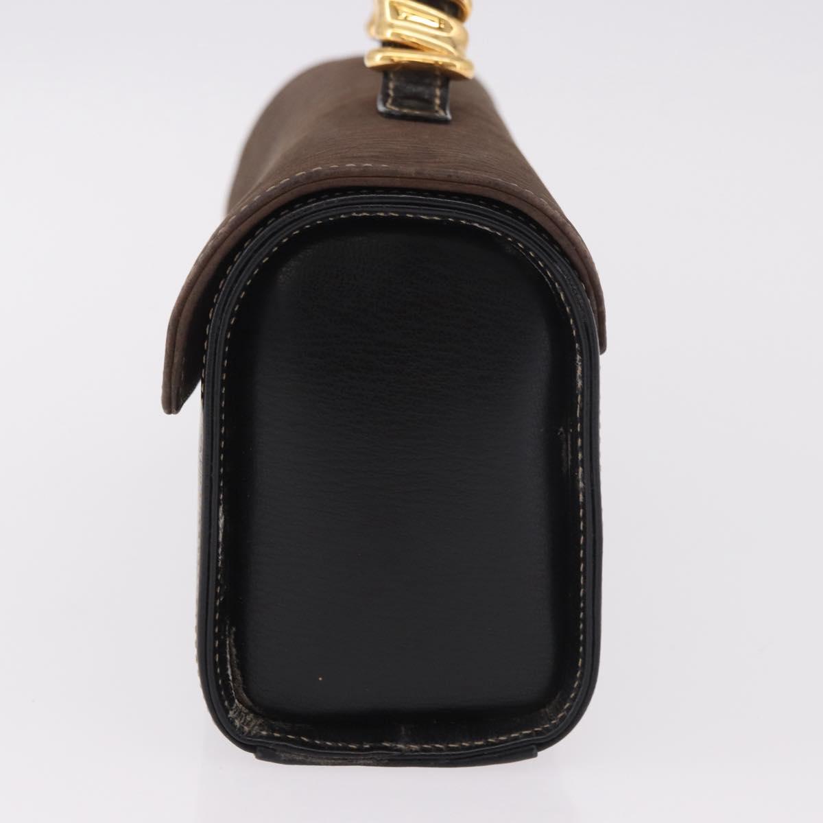 LOEWE Velazquez Hand Bag Leather Suede Black Gold Auth 186596