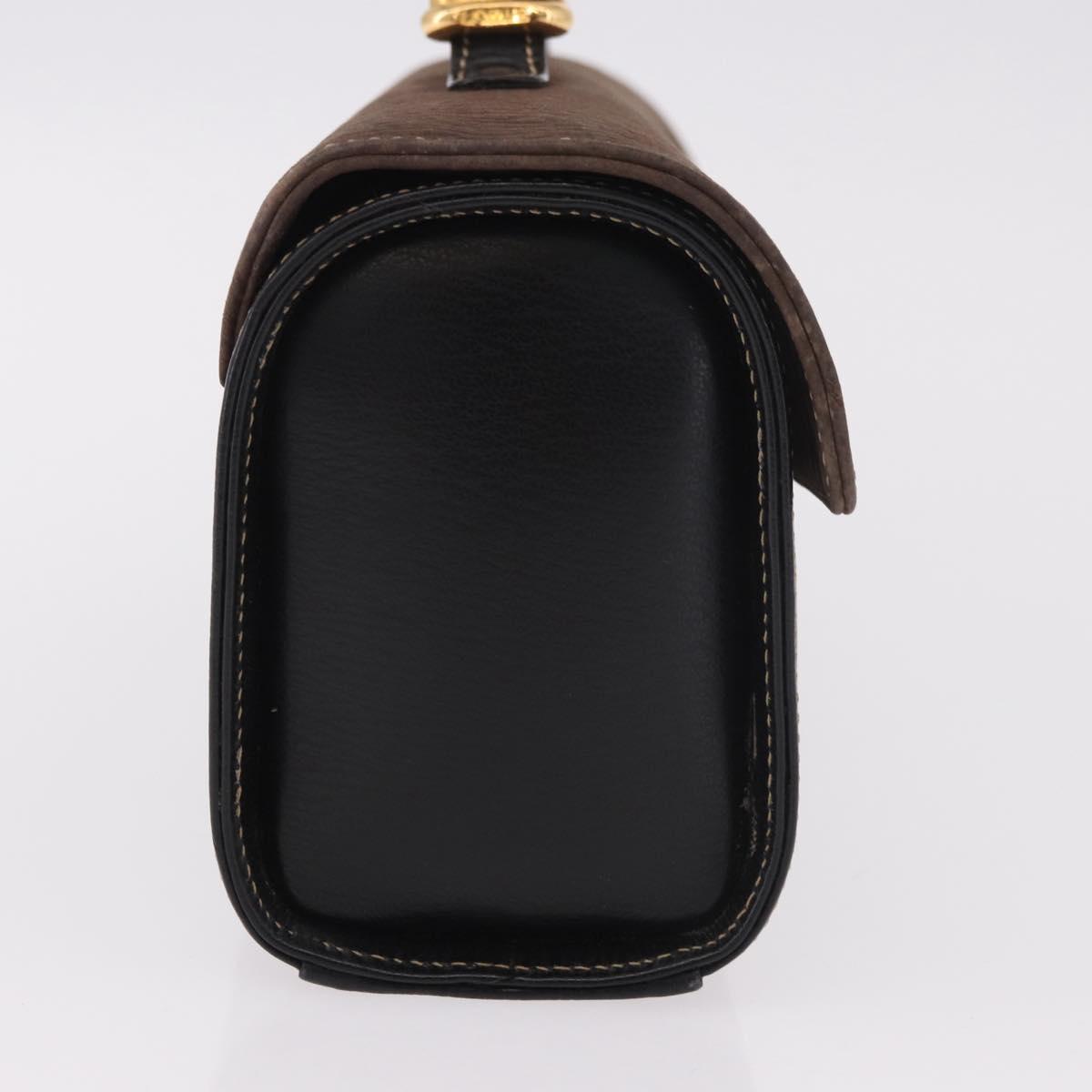 LOEWE Velazquez Hand Bag Leather Suede Black Gold Auth 186596