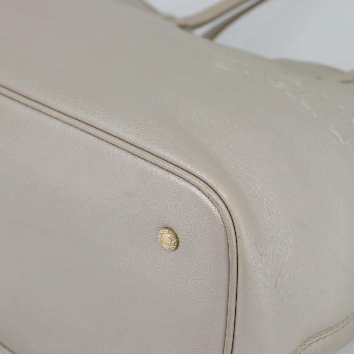 BVLGARI Tote Bag Leather Gray Gold Auth 186597