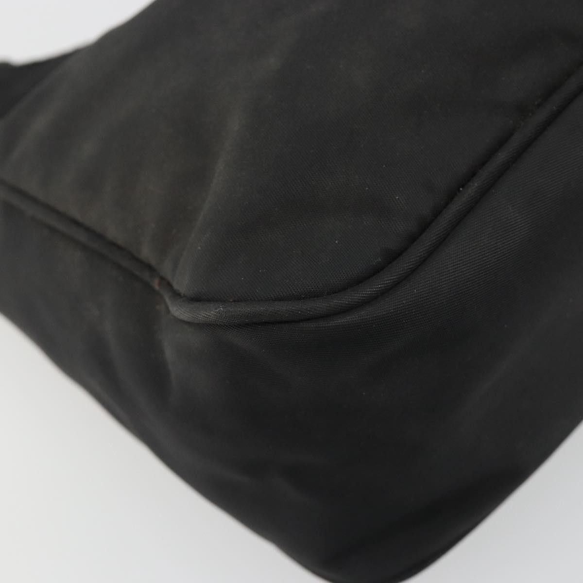 PRADA Hand Pouch Nylon Black Silver Auth 186598
