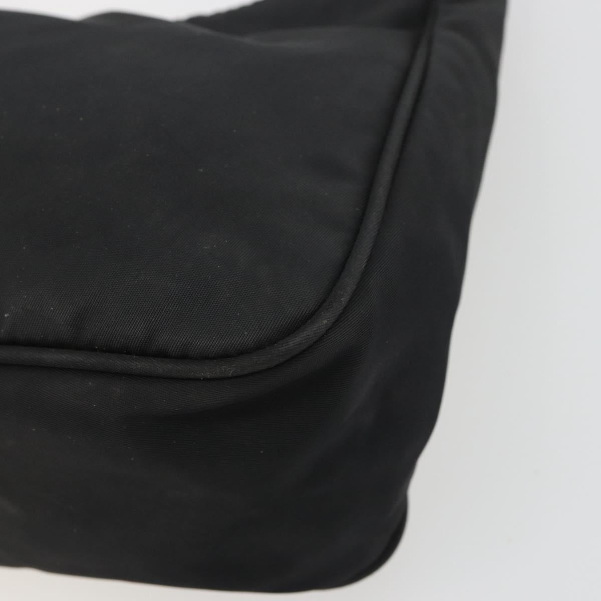 PRADA Hand Pouch Nylon Black Silver Auth 186598