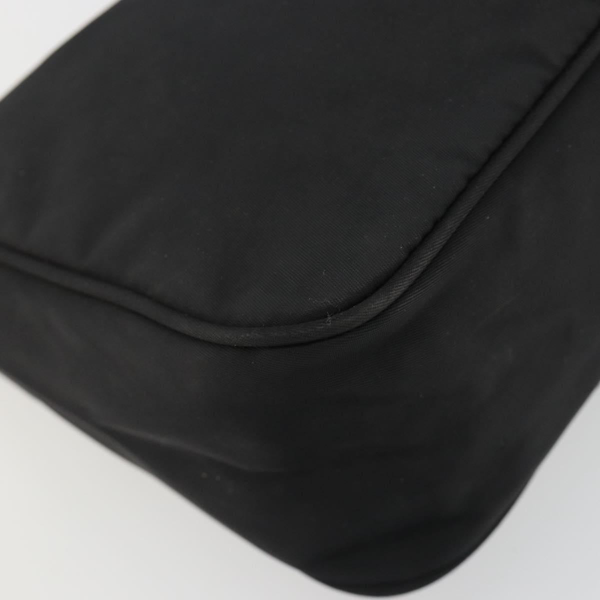 PRADA Hand Pouch Nylon Black Silver Auth 186598