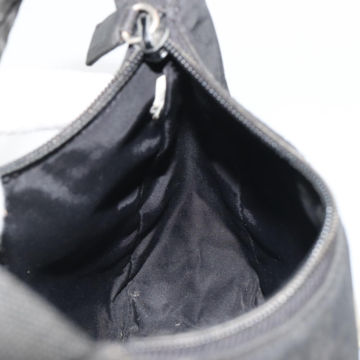 PRADA Hand Pouch Nylon Black Silver Auth 186598