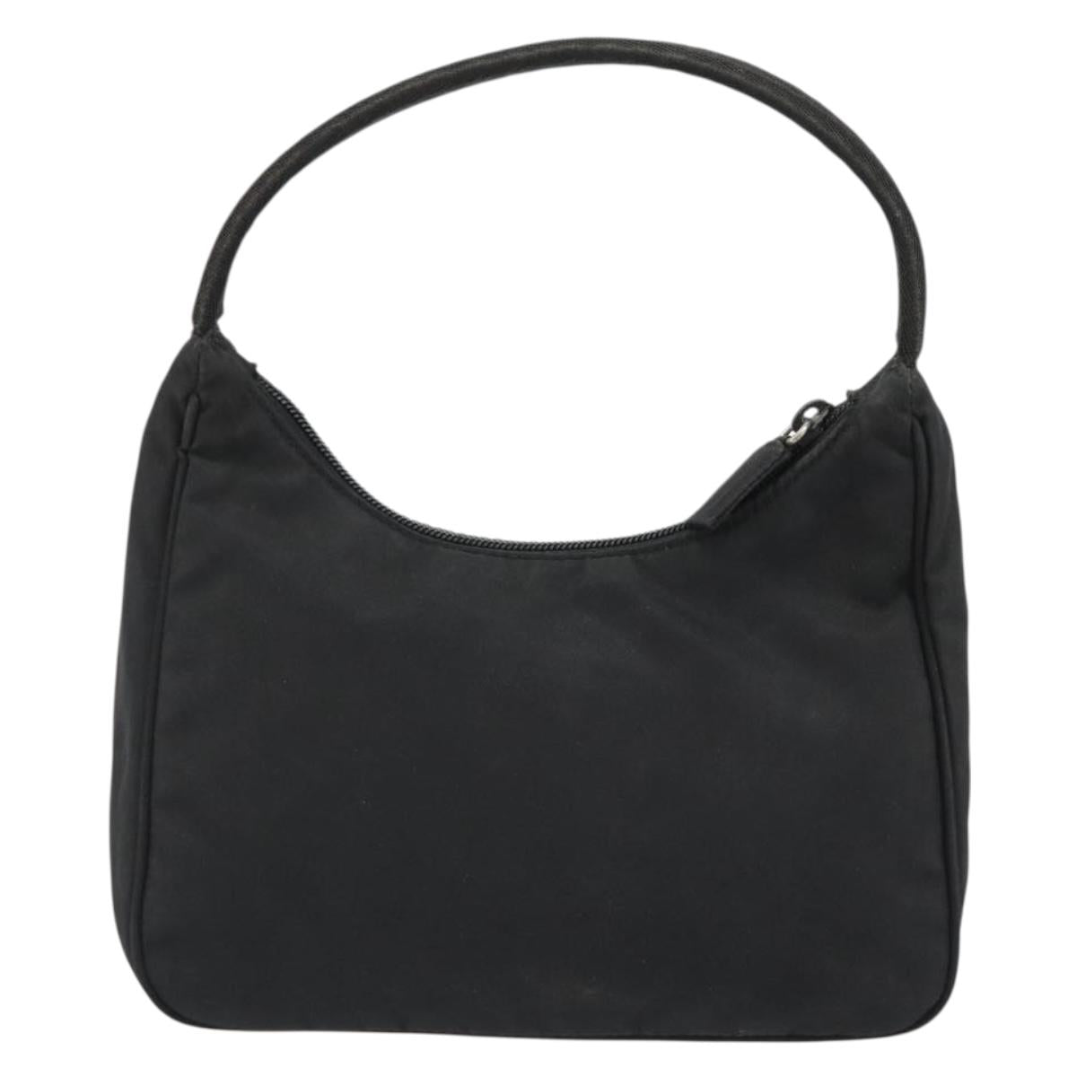 PRADA Hand Pouch Nylon Black Silver Auth 186598