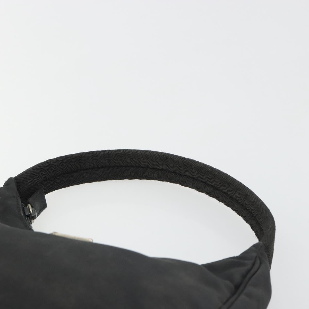 PRADA Hand Pouch Nylon Black Silver Auth 186598