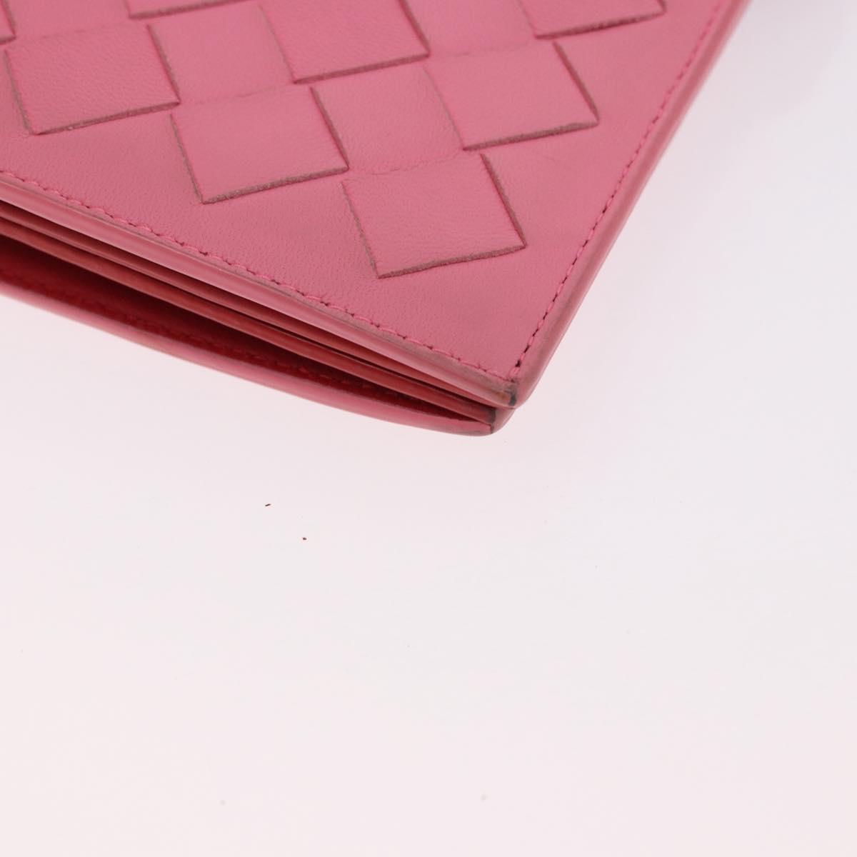 BOTTEGA VENETA INTRECCIATO Long Wallet Leather Pink Auth 186599A