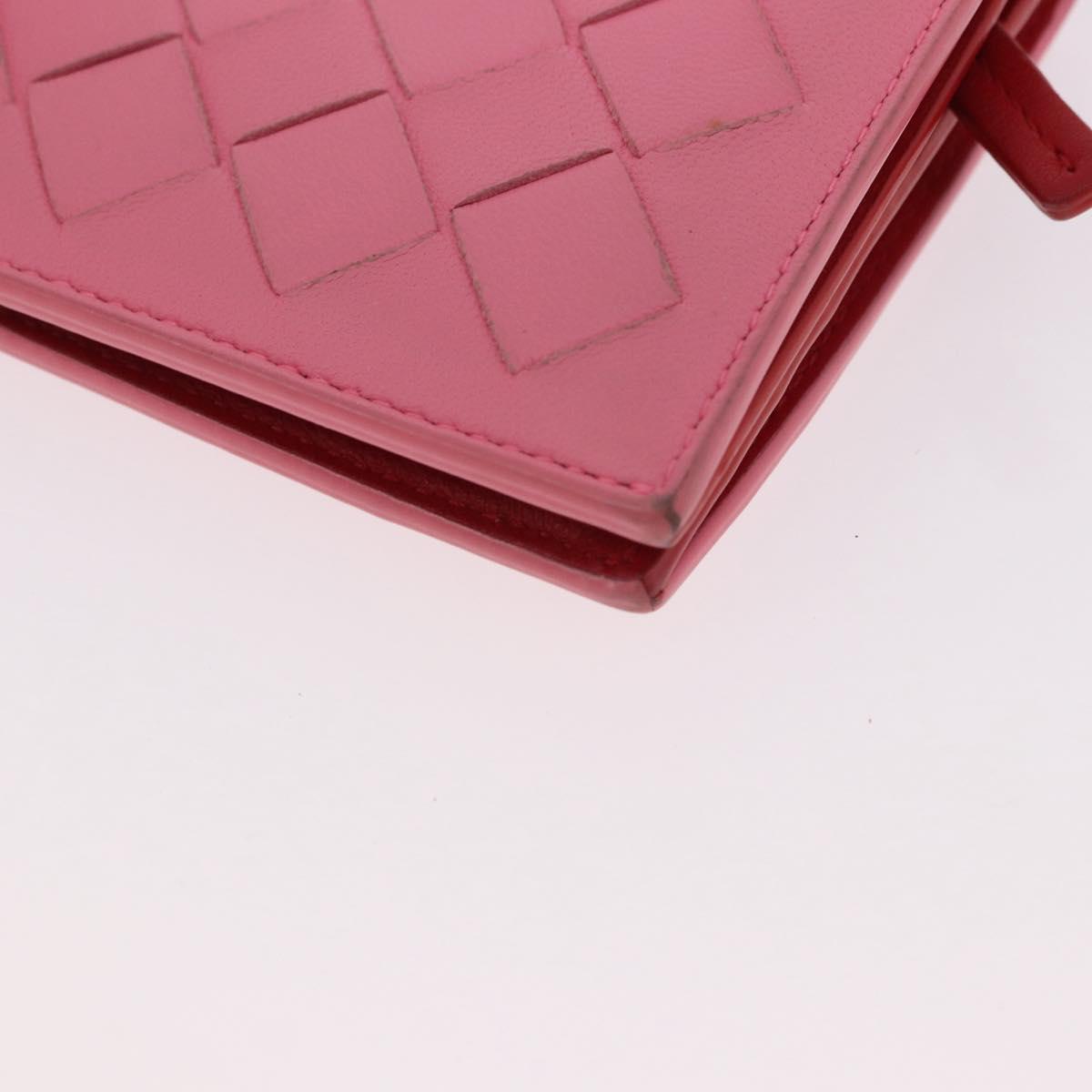 BOTTEGA VENETA INTRECCIATO Long Wallet Leather Pink Auth 186599A