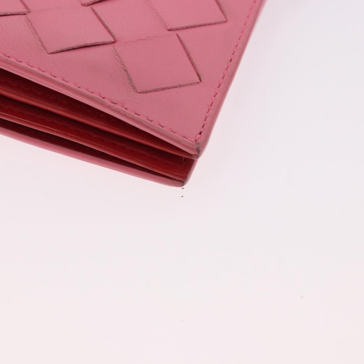 BOTTEGA VENETA INTRECCIATO Long Wallet Leather Pink Auth 186599A