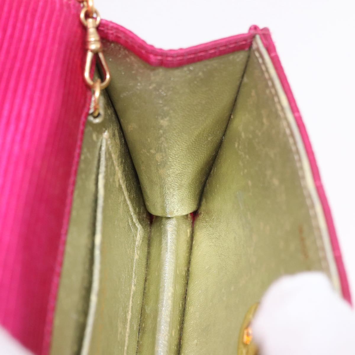CHANEL V Stitched Chain Shoulder Bag Satin Pink Gold CC Auth 186601