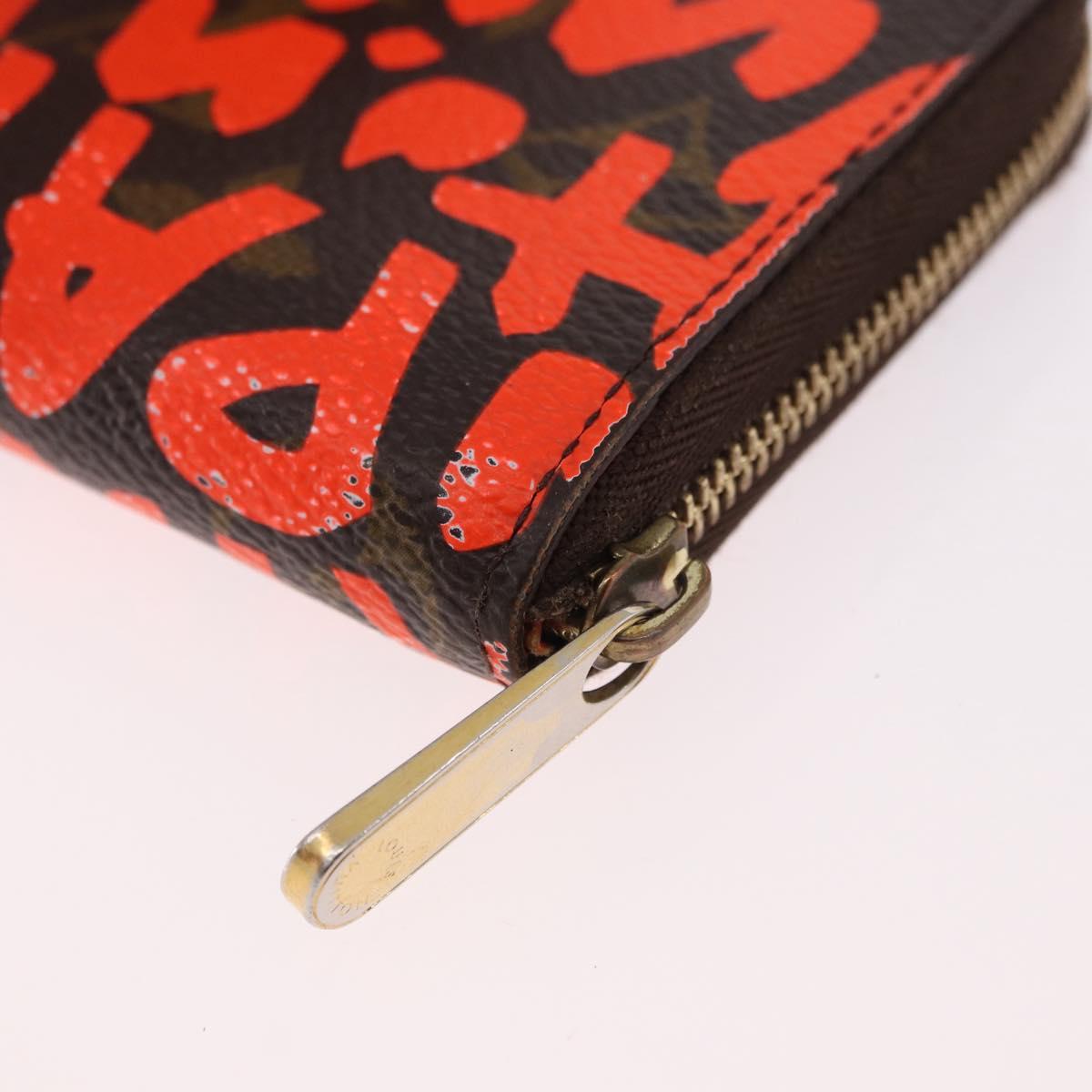 LOUIS VUITTON Monogram Graffiti Zippy Coin Purse Orange M93708 LV Auth 186607