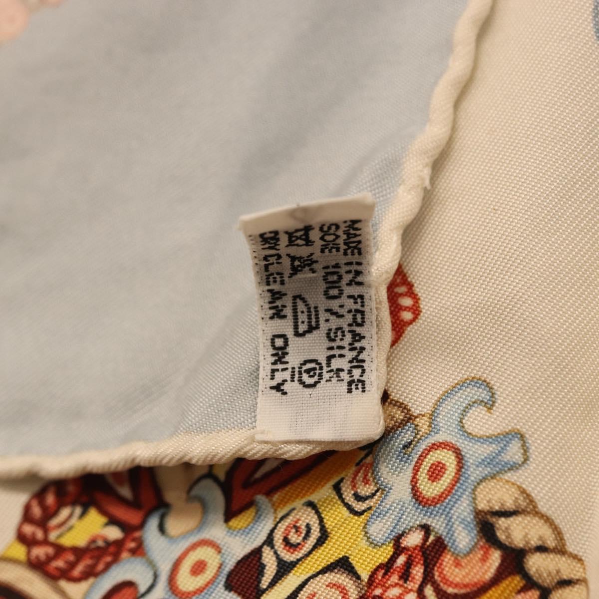 HERMES Carre 90 Scarf ""Paperoles"" Silk Light Blue Auth 186608
