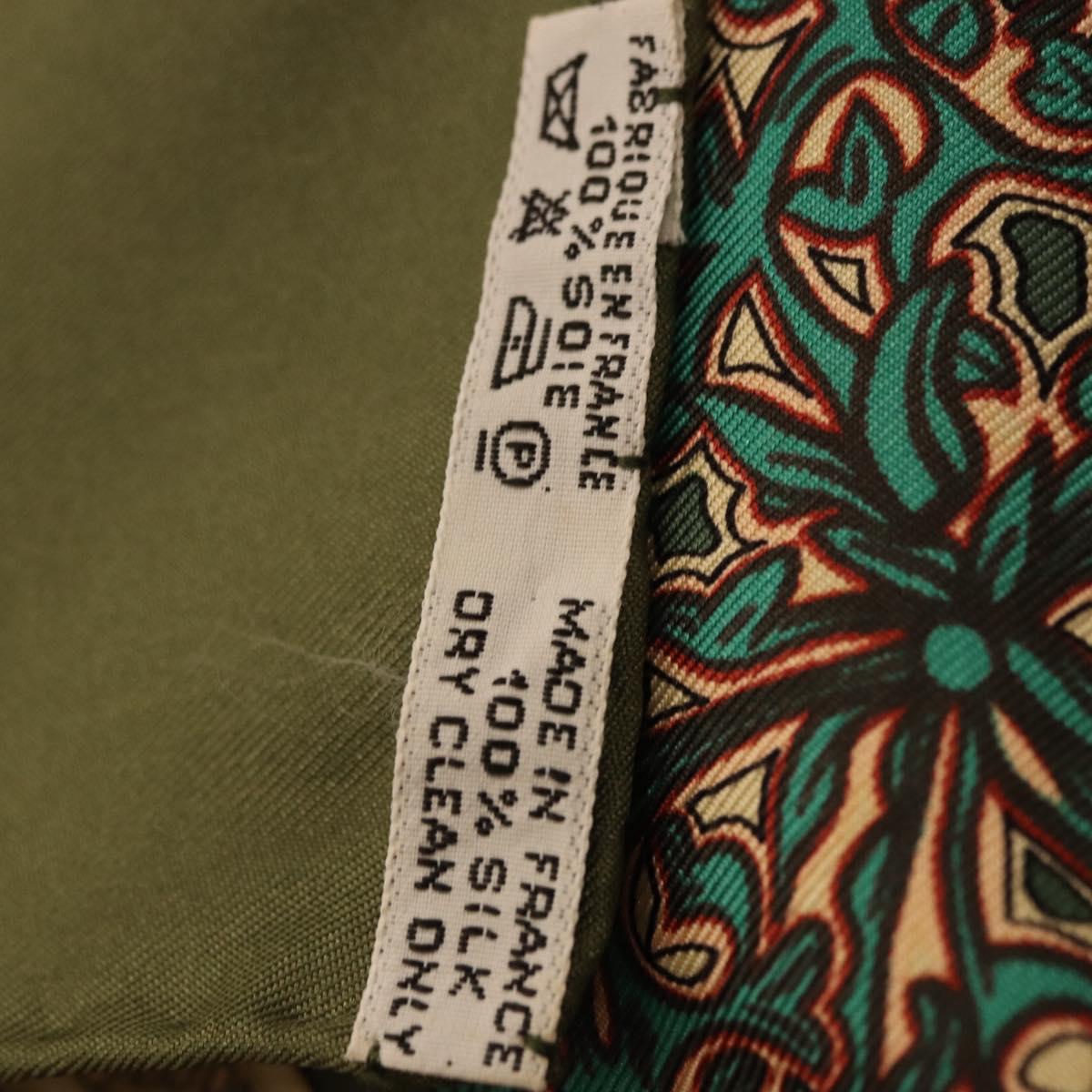 HERMES Carre 90 Scarf ""ART des STEPPES"" Silk Khaki Auth 186609