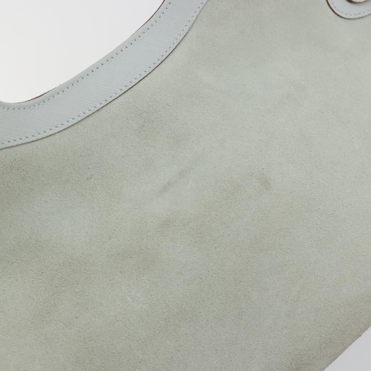 Salvatore Ferragamo Gancini Hand Bag Leather Suede Light Blue Silver Auth 186612