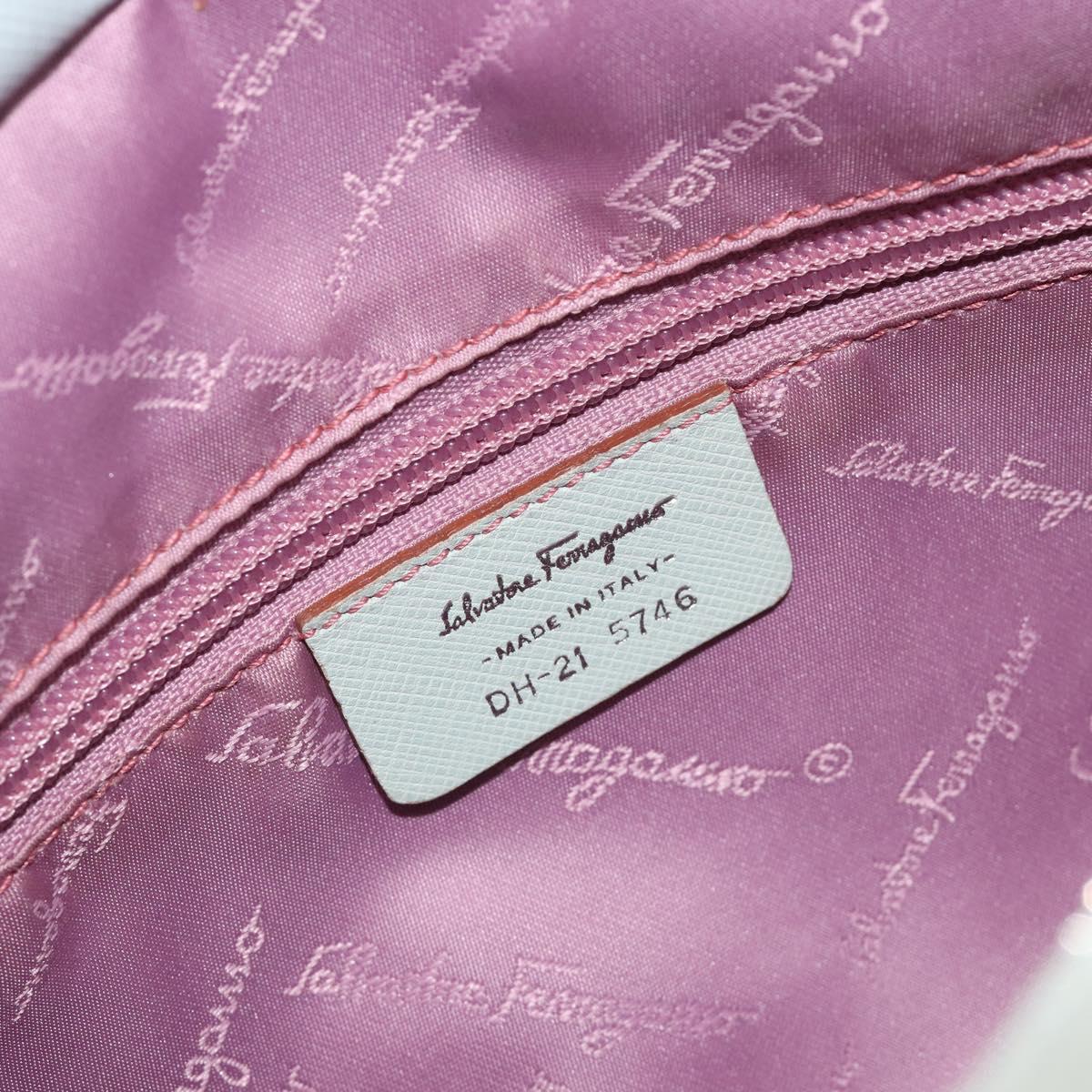 Salvatore Ferragamo Gancini Hand Bag Leather Suede Light Blue Silver Auth 186612