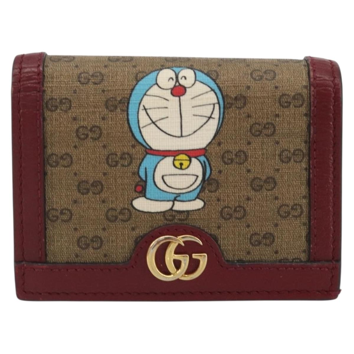 GUCCI Micro GG Supreme Doraemon Compact Wallet PVC Beige 647788 Auth 186625A