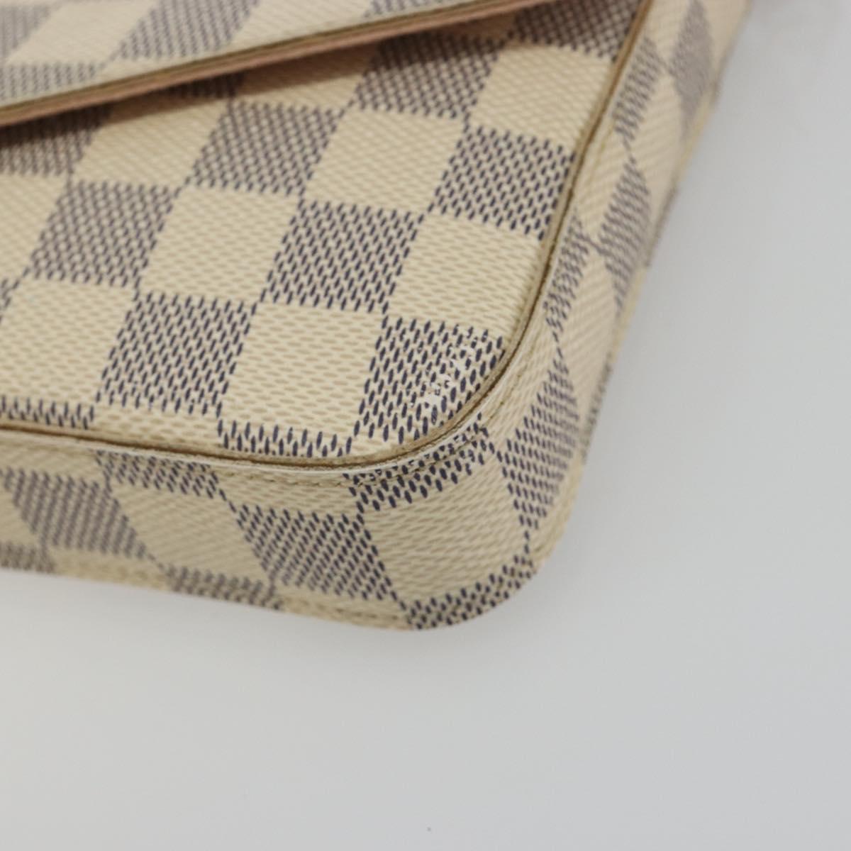 LOUIS VUITTON Damier Azur Pochette Felicie Chain Wallet N63106 LV Auth 186630A