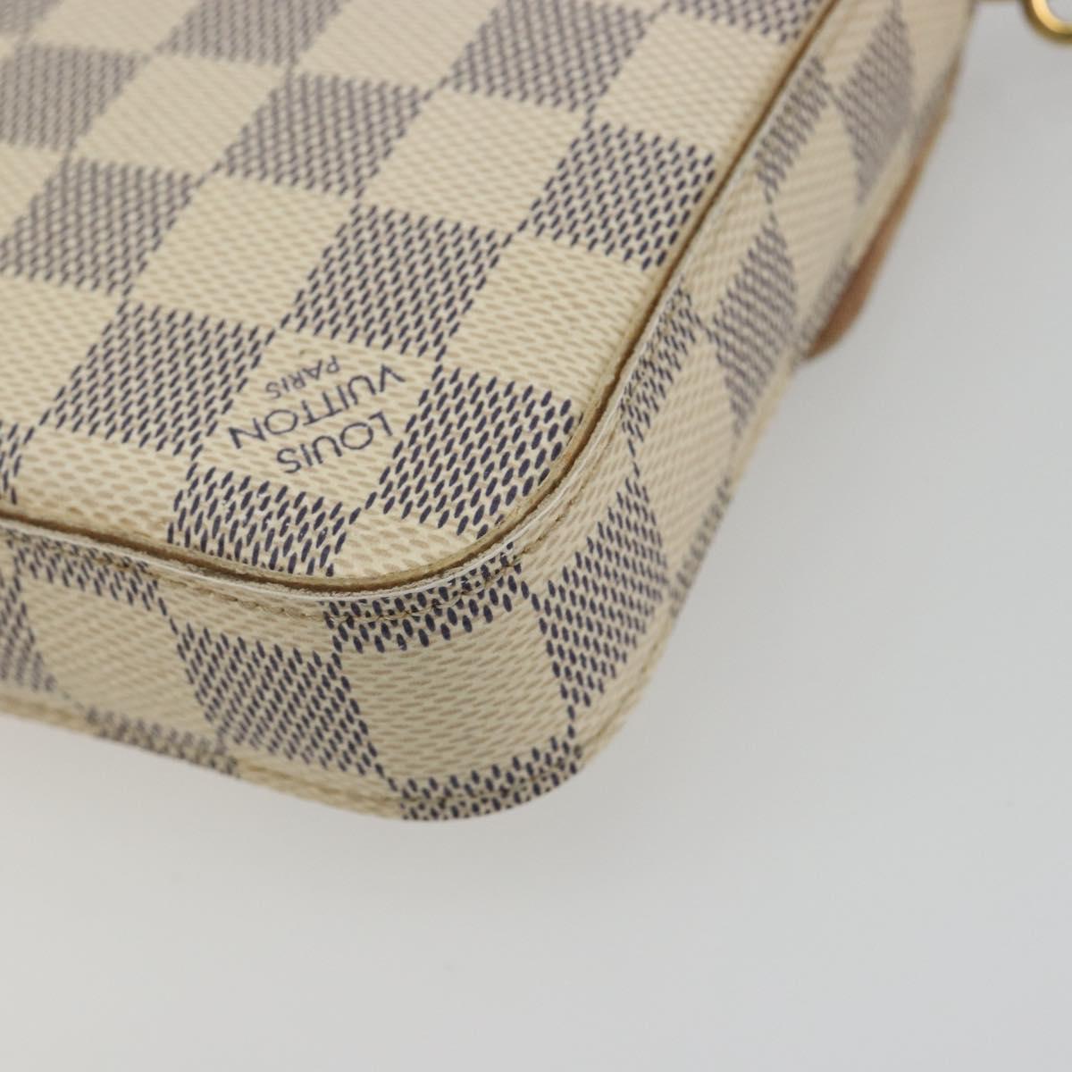 LOUIS VUITTON Damier Azur Pochette Felicie Chain Wallet N63106 LV Auth 186630A