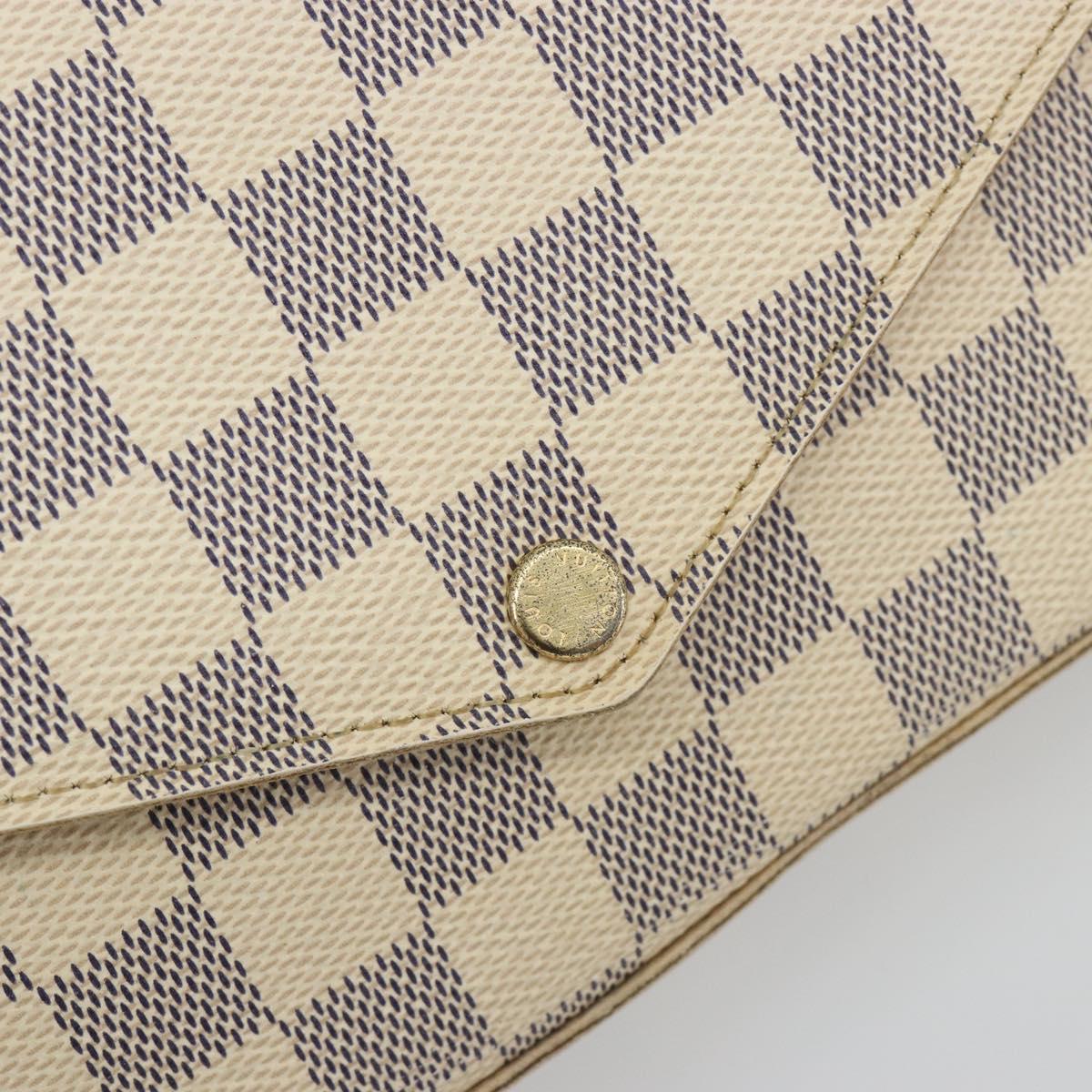 LOUIS VUITTON Damier Azur Pochette Felicie Chain Wallet N63106 LV Auth 186630A