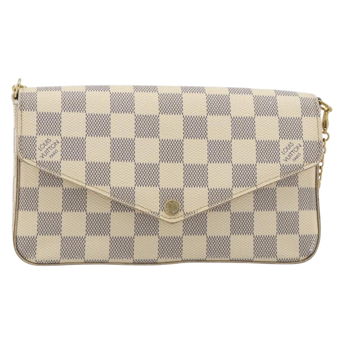 LOUIS VUITTON Damier Azur Pochette Felicie Chain Wallet N63106 LV Auth 186630A
