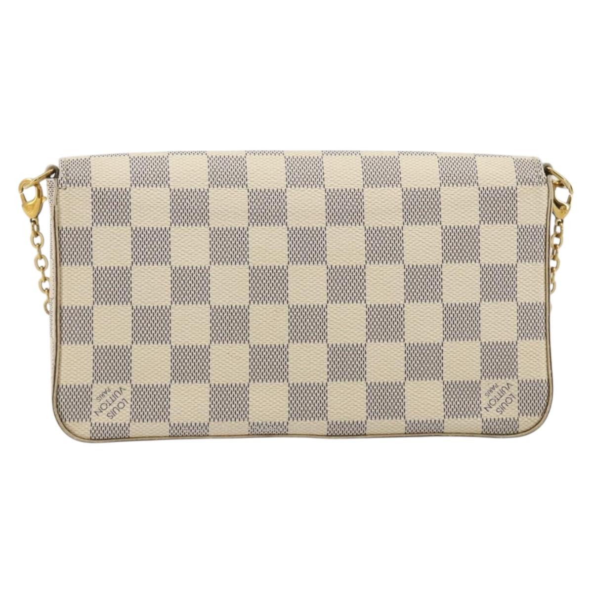 LOUIS VUITTON Damier Azur Pochette Felicie Chain Wallet N63106 LV Auth 186630A