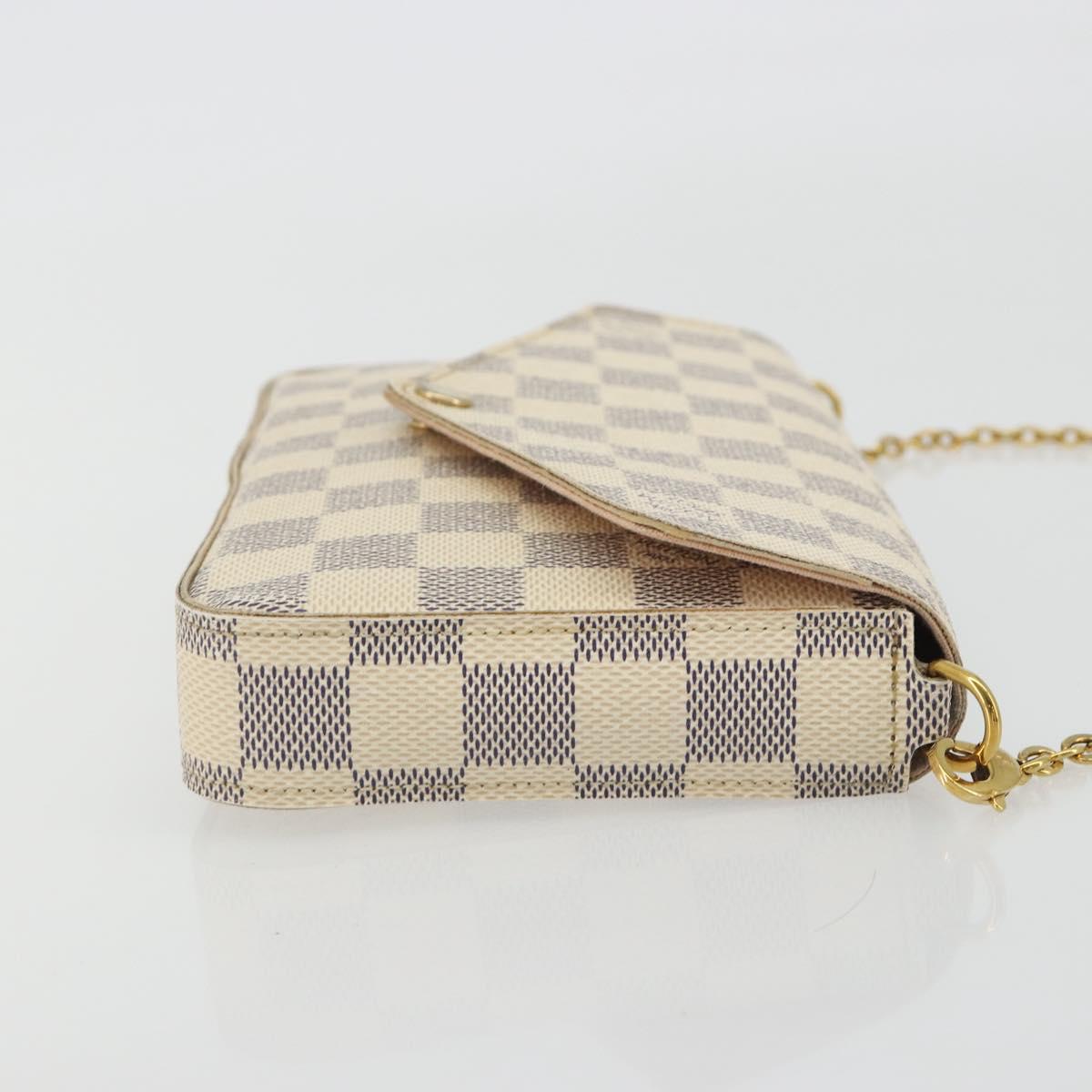 LOUIS VUITTON Damier Azur Pochette Felicie Chain Wallet N63106 LV Auth 186630A