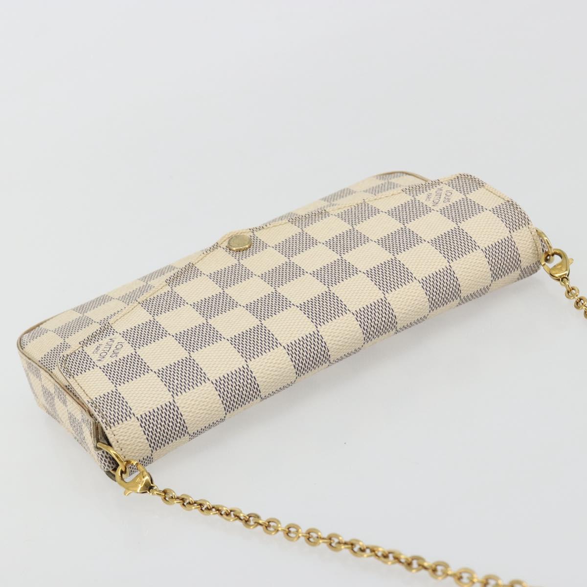 LOUIS VUITTON Damier Azur Pochette Felicie Chain Wallet N63106 LV Auth 186630A