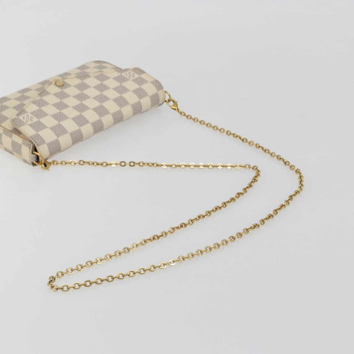 LOUIS VUITTON Damier Azur Pochette Felicie Chain Wallet N63106 LV Auth 186630A